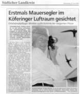 Zeitungsartikel MZ Regensburg, Fotografie Herbert Winkler